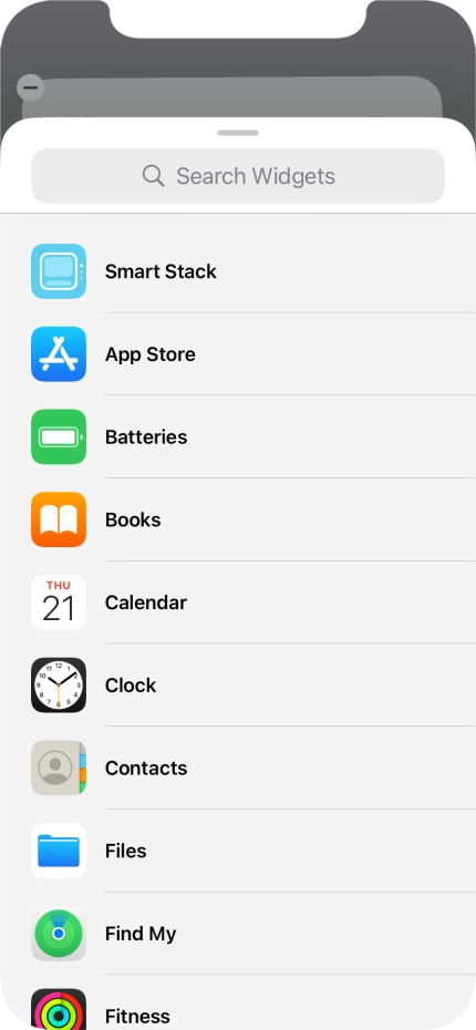 Press the required widget. Press the required widget.