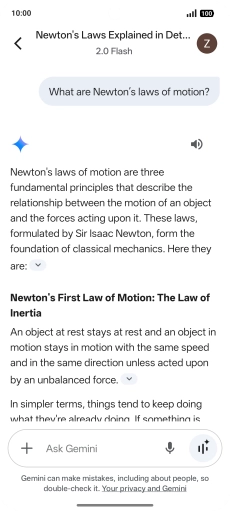 Transcription of the conversation with Gemini Live is now displayed. Transcription of the conversation with Gemini Live is now displayed.