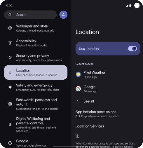 Press App location permissions. Press App location permissions.