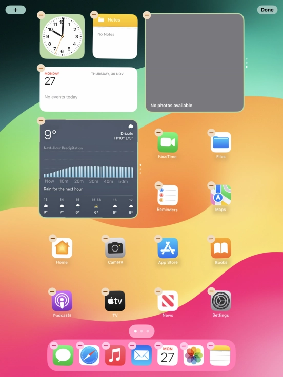 Press the home screen icon. Press the home screen icon.