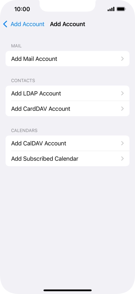 Press Add Mail Account. Press Add Mail Account.