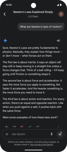 Transcription of the conversation with Gemini Live is now displayed. Transcription of the conversation with Gemini Live is now displayed.