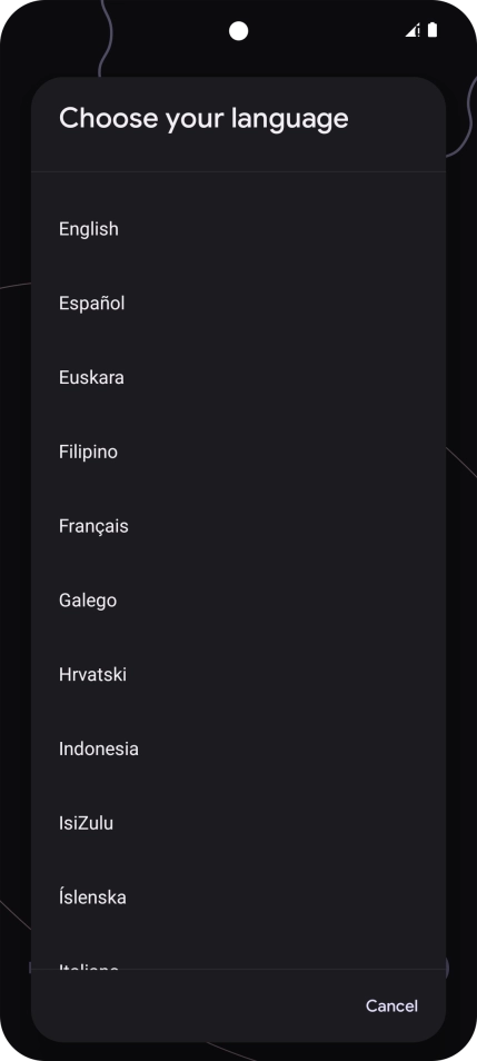 Press the required language. Press the required language.