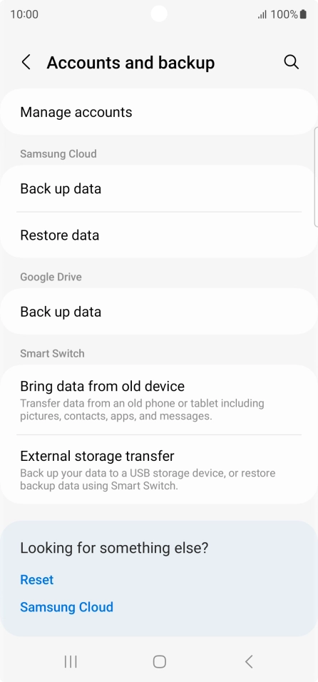 Press Manage accounts. Press Manage accounts.