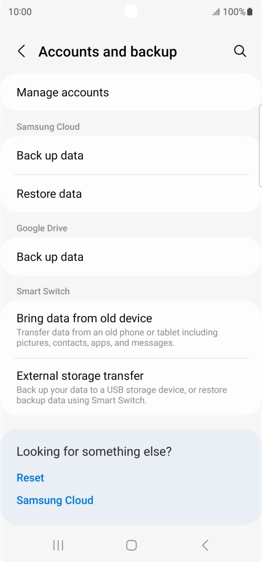 Press Manage accounts. Press Manage accounts.