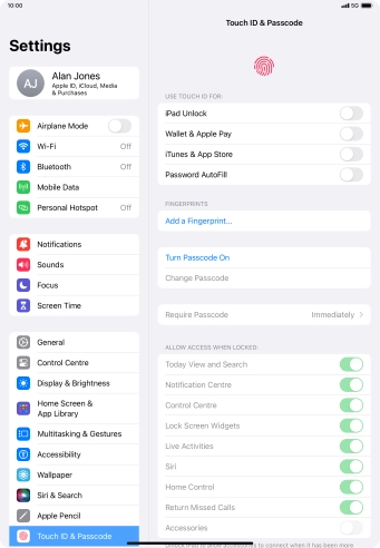 Press Turn Passcode On and key in a lock code of your own choice twice. Press Turn Passcode On and key in a lock code of your own choice twice.