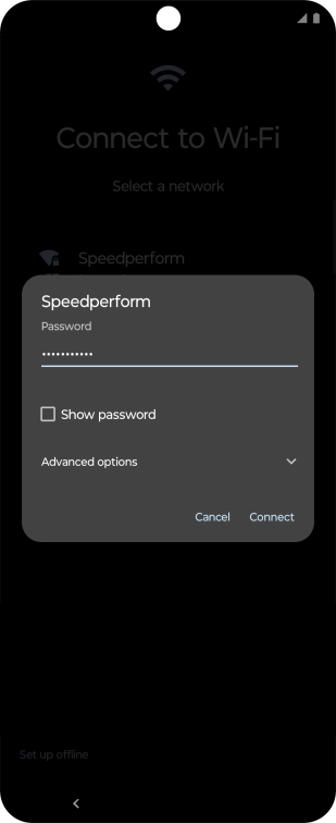 Key in the password for the Wi-Fi network and press Connect. Key in the password for the Wi-Fi network and press Connect.