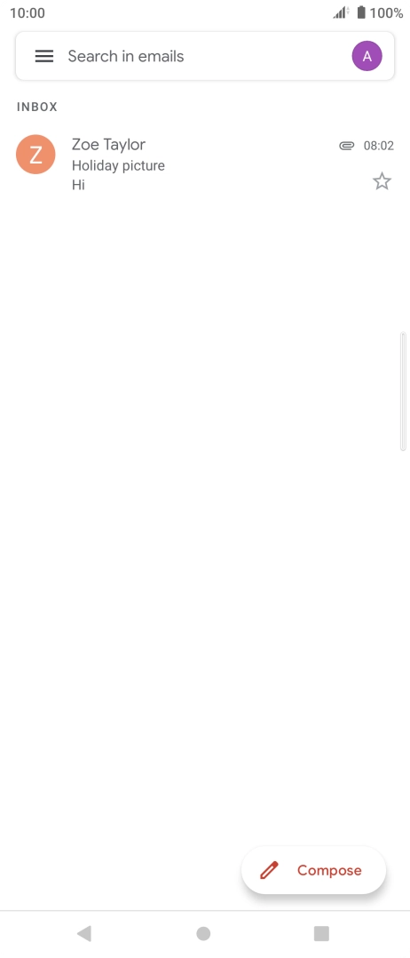 Press the email account icon. Press the email account icon.