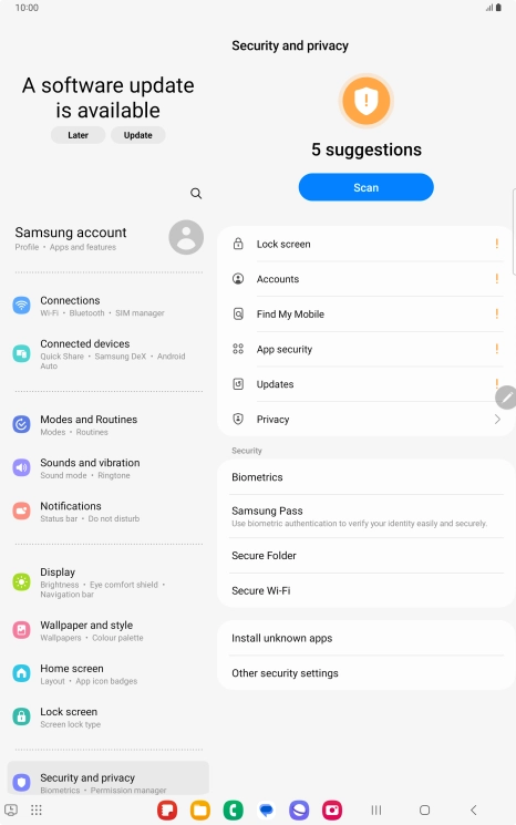 Press Other security settings. Press Other security settings.