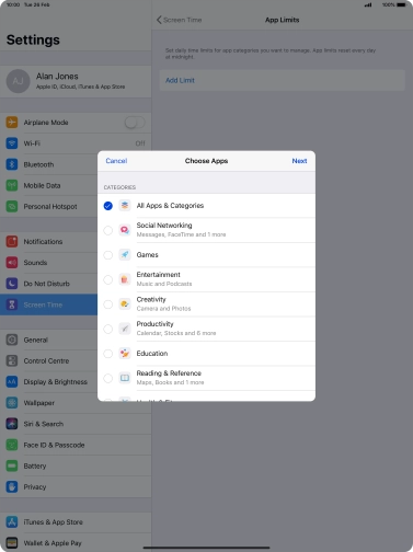 Press the fields next to the required categories. Press the fields next to the required categories.
