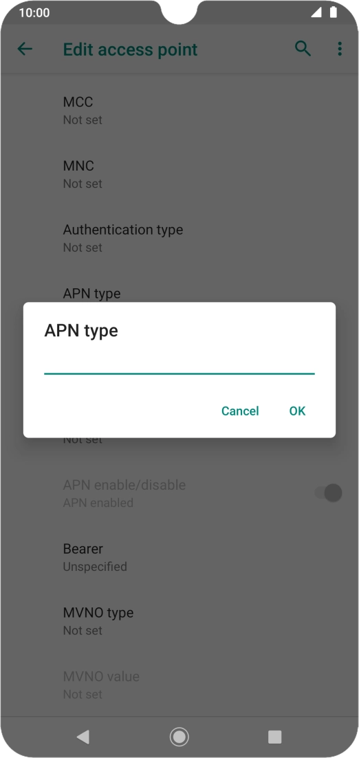 Key in default and press OK. Key in default and press OK.