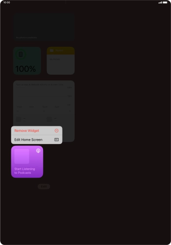 Press the required widget. Press the required widget.