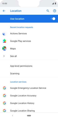 Press Google Location Accuracy. Press Google Location Accuracy.