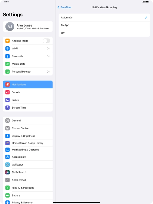 Press the required setting. Press the required setting.