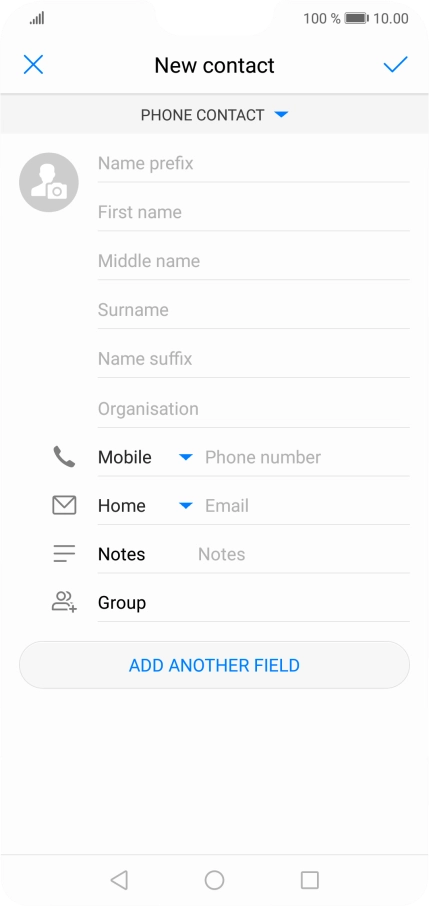 Press First name and key in the required first name. Press First name and key in the required first name.