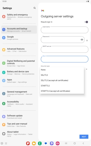 Press SSL/TLS. Press SSL/TLS.