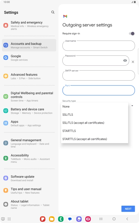 Press SSL/TLS. Press SSL/TLS.