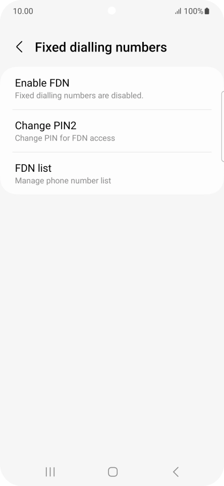 Press Enable FDN. Press Enable FDN.