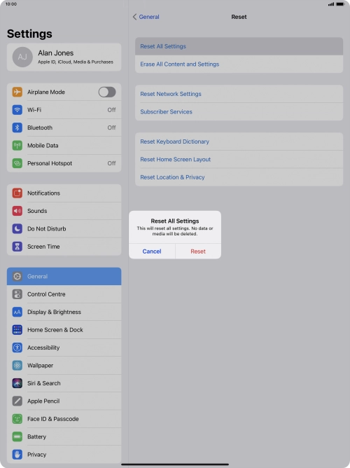 Press Reset. Press Reset.