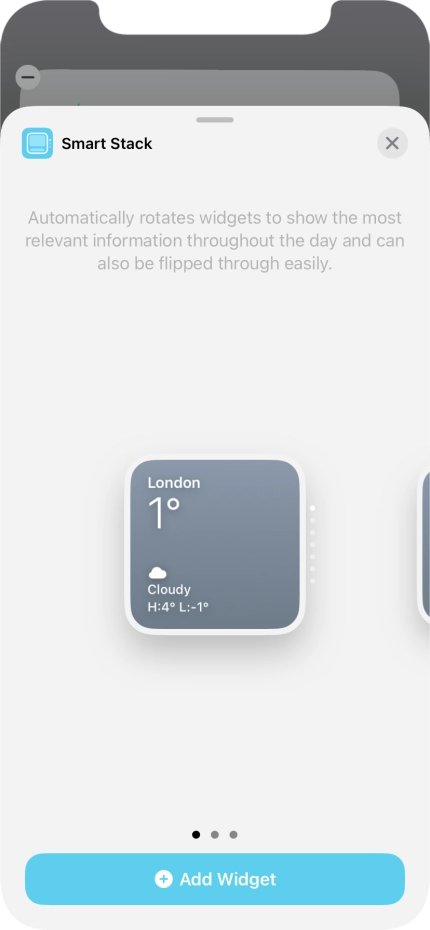 Slide your finger right or left on the screen to select the required widget size. Slide your finger right or left on the screen to select the required widget size.