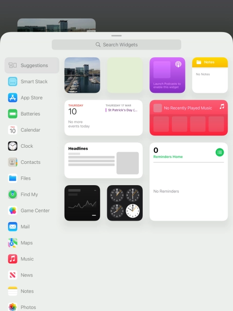 Press the required widget. Press the required widget.