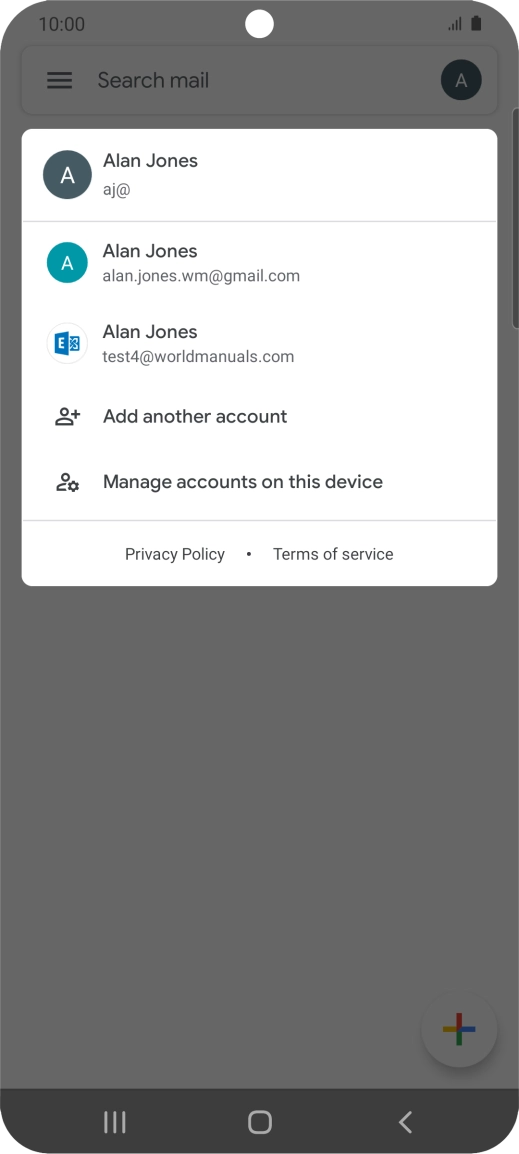 Press the required email account. Press the required email account.