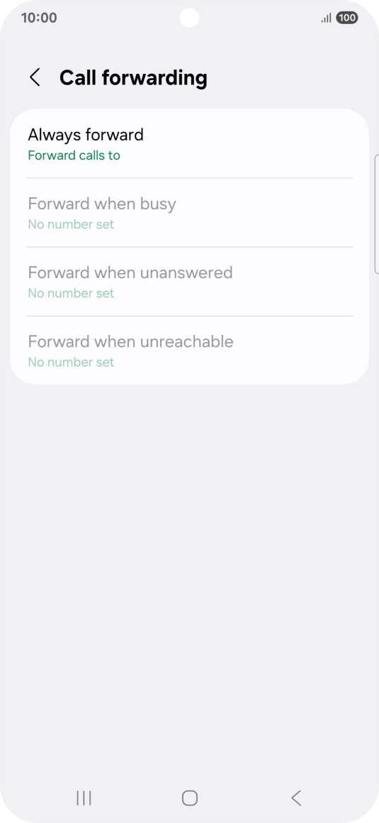 Press the required divert type. Press the required divert type.