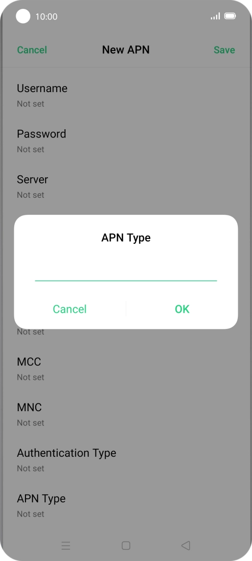 Key in default and press OK. Key in default and press OK.