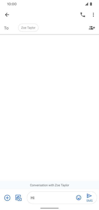 Press the send icon when you've finished your SMS. Press the send icon when you've finished your SMS.
