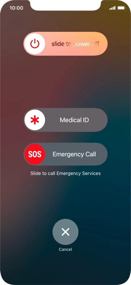 Press and drag the power off icon right. Press and drag the power off icon right.
