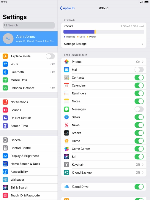 Press iCloud Backup. Press iCloud Backup.