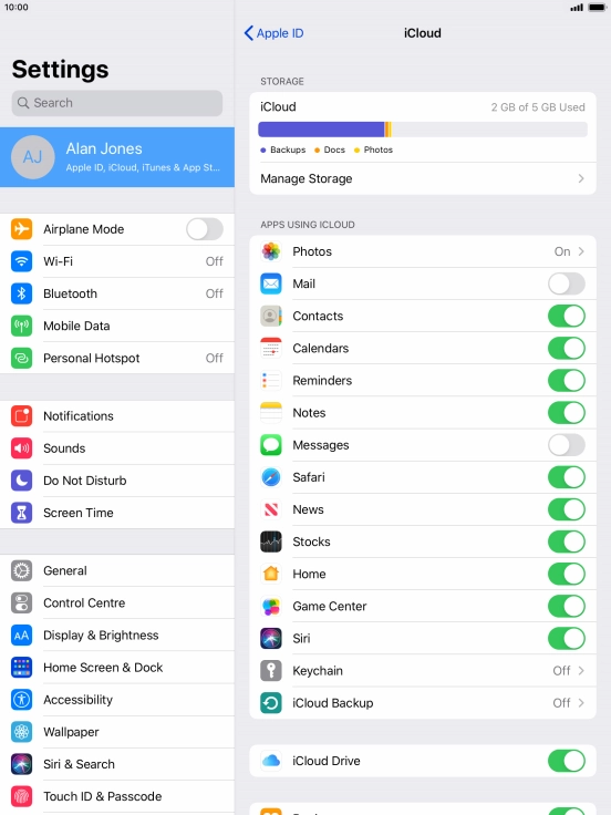Press iCloud Backup. Press iCloud Backup.