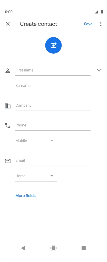 Press First name and key in the required first name. Press First name and key in the required first name.