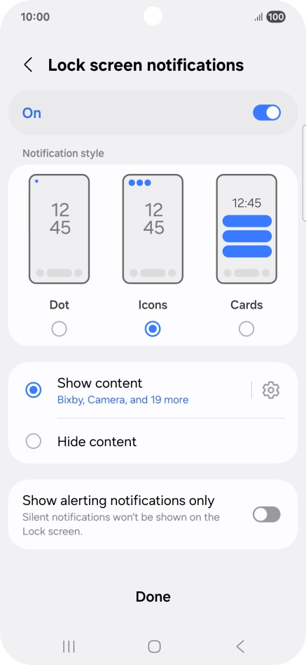 Press the required settings to turn them on or off. Press the required settings to turn them on or off.