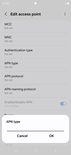 Key in default and press OK. Key in default and press OK.