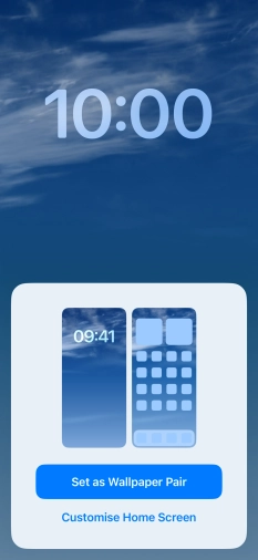 To use the same colour theme on the home screen, press Set as Wallpaper Pair. To use the same colour theme on the home screen, press Set as Wallpaper Pair.