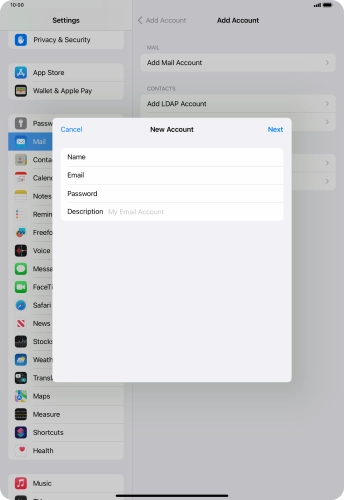 Press Password and key in the password for your email account. Press Password and key in the password for your email account.