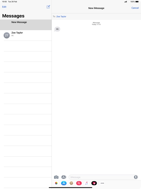 Press iMessage and key in the required text. Press iMessage and key in the required text.