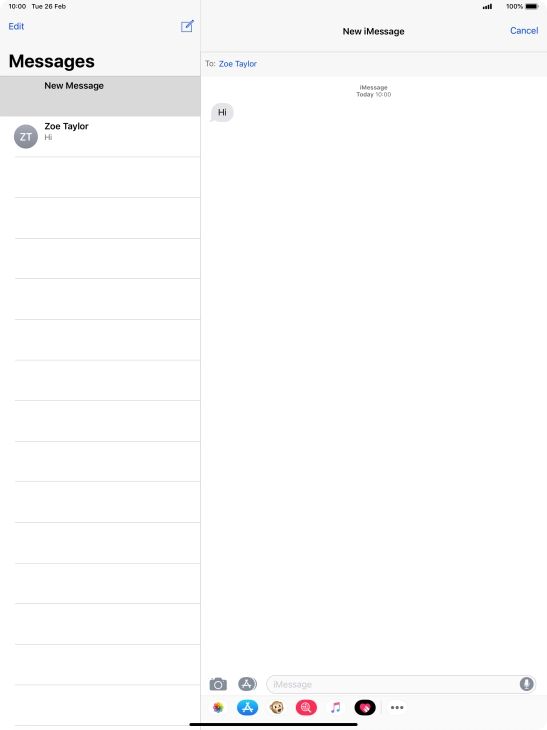 Press iMessage and key in the required text. Press iMessage and key in the required text.