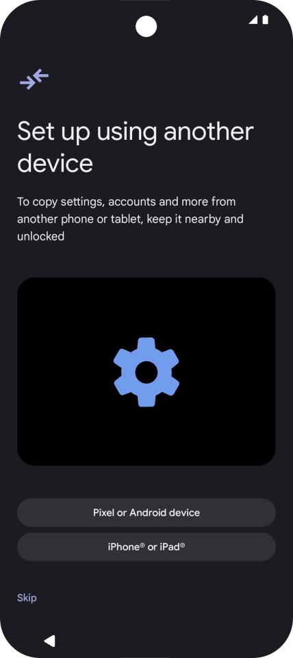You can transfer the contents of another phone to your phone when it's activated for the first time and after a factory reset. When this screen is displayed, your phone is ready to transfer contents from another phone. You can transfer the contents of another phone to your phone when it's activated for the first time and after a factory reset. When this screen is displayed, your phone is ready to transfer contents from another phone.