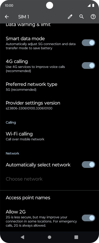 Press Preferred network type. Press Preferred network type.