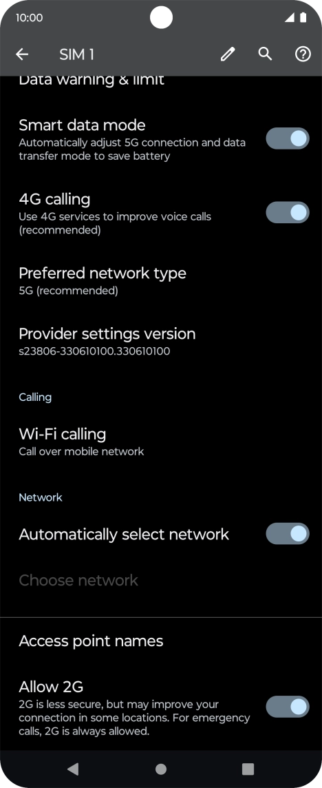 Press Preferred network type. Press Preferred network type.