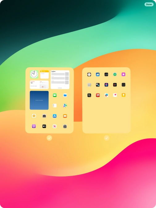 Press the fields below the required home screens to select or deselect them. Press the fields below the required home screens to select or deselect them.