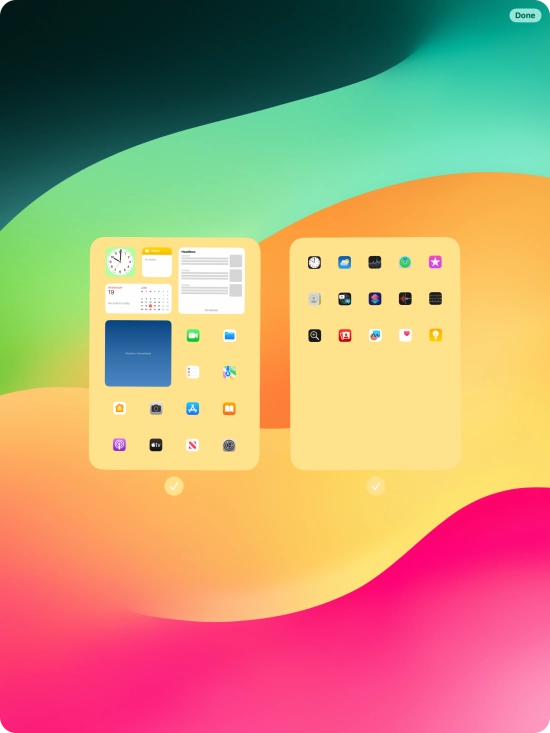 Press the fields below the required home screens to select or deselect them. Press the fields below the required home screens to select or deselect them.