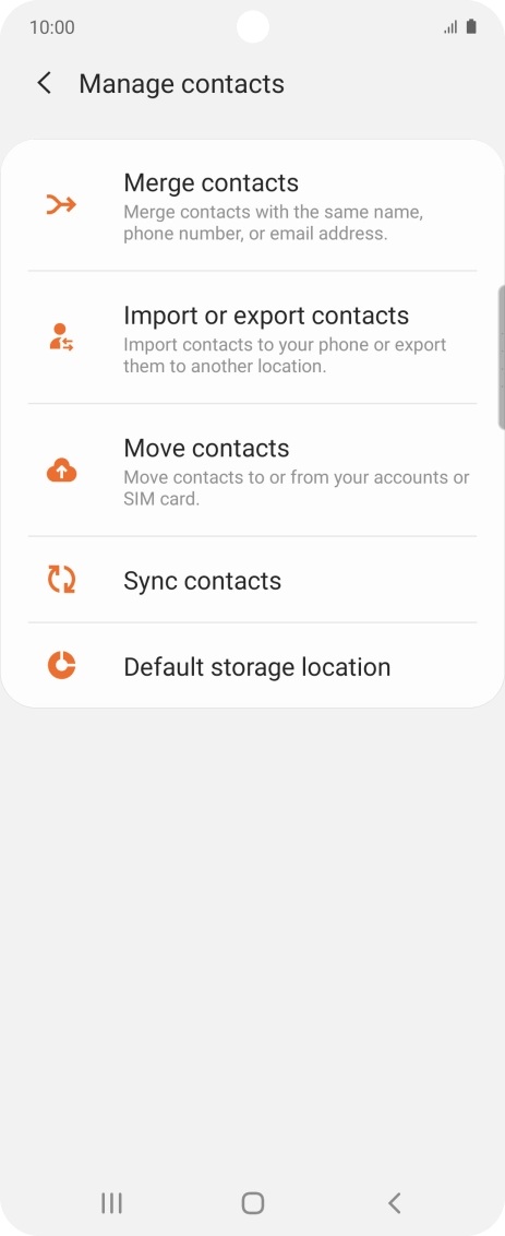Press Import or export contacts. Press Import or export contacts.