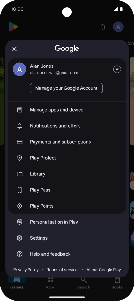 Press Manage apps and device. Press Manage apps and device.
