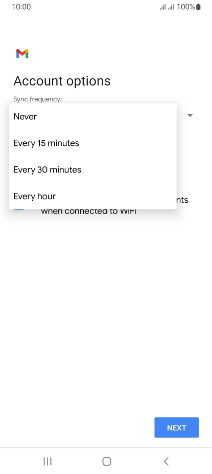 Press the required setting. Press the required setting.