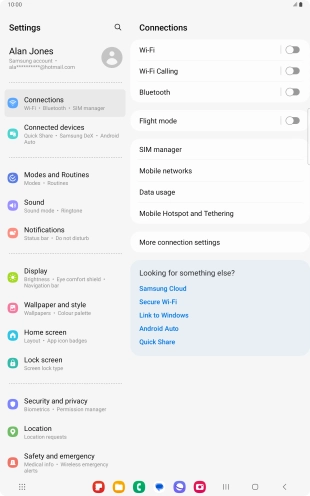 Press Mobile Hotspot and Tethering. Press Mobile Hotspot and Tethering.