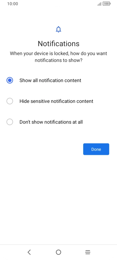 Press the required setting. Press the required setting.