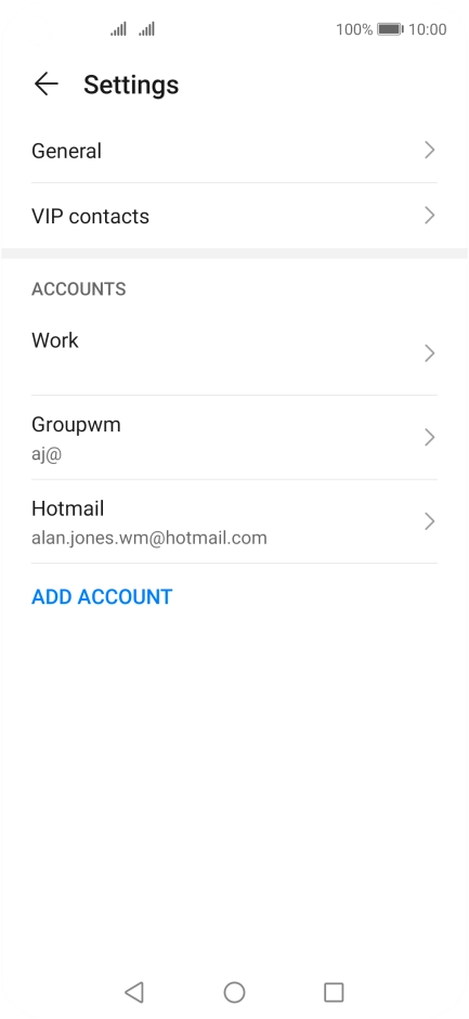 Press the required email account. Press the required email account.
